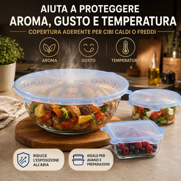 Coperchio in silicone su contenitore tondo